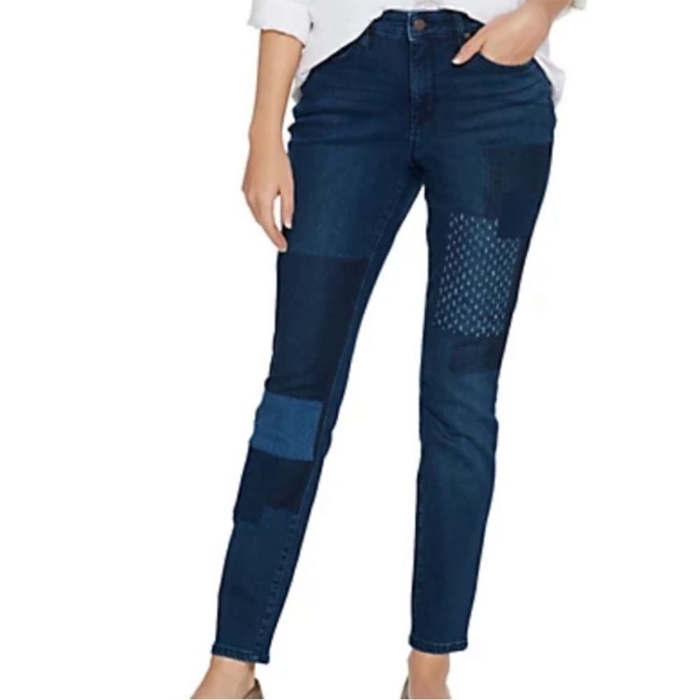MARTHA STEWART Knee Patch Skinny Cropped Jean-10